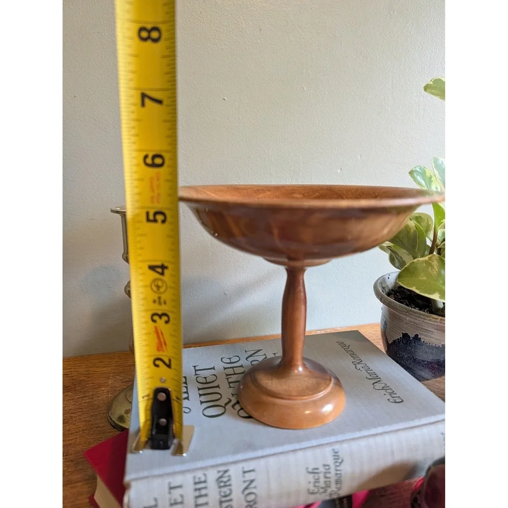 Vintage MCM Hand Turned Myrtlewood‎ Pedestal Bowl Dish Mid Oregon Decor Rustic